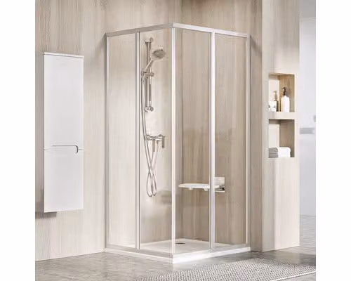 Un lato della cabina doccia RAVAK SRV2-75 195 S satinato+trasparente 14V30UO2Z1