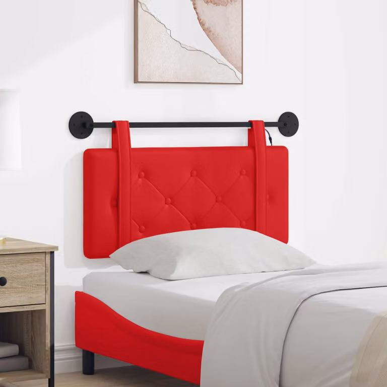 Testiera per letto sospesa vidaXL in similpelle rossa con illuminazione LED integrata