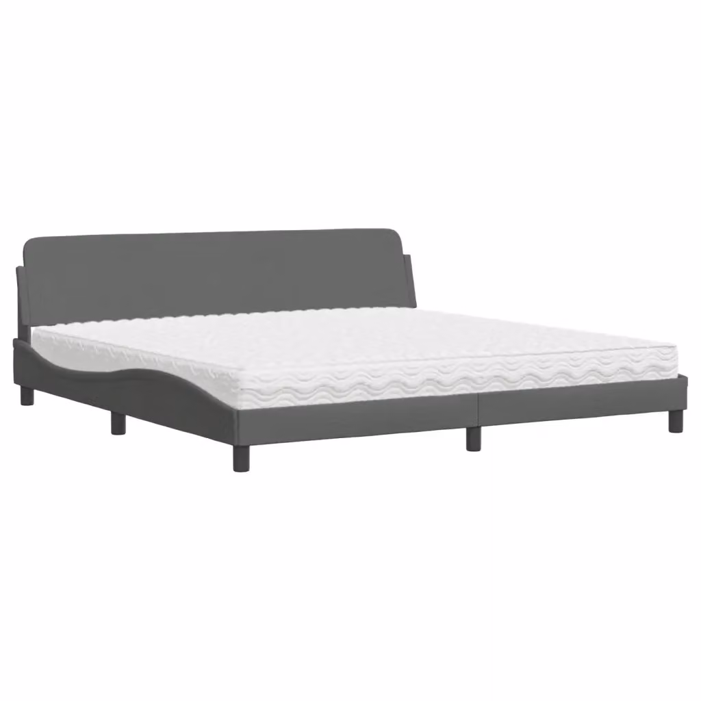Letto moderno vidaXL con materasso e cassetti in tessuto grigio L/P/H: 200 x 200 x 74,5 cm – 2