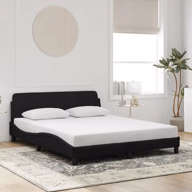 Giroletto-Struttura Letto Dover Nero 160x200 cm in Velluto