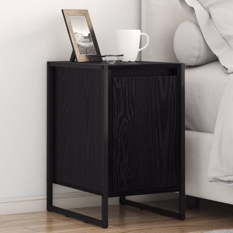 vidaXL Comodino in Stile Industrial Nero in MDF e Metallo L: 39,5 cm, P: 30 cm, H: 50 cm