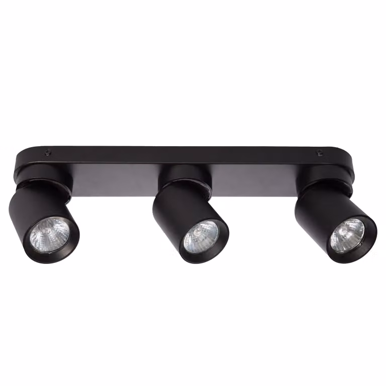 MasterLED Lampada da soffitto GU10 a 3 luci Faretto da soffitto Lampada da soffitto Nero opaco Barra spot orientabile 39 cm