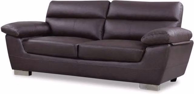 Divano 3 posti DALLAS in pelle rigenerata e PVC colore cioccolato con design moderno per il tuo soggiorno