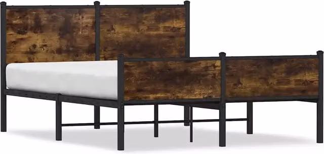 Letto matrimoniale Design In in metallo e legno color rovere fumo L: 140 cm, P: 200 cm – 1