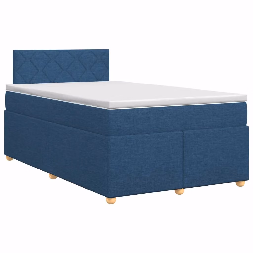 Letto box spring con materasso ibrido vidaXL in tessuto blu e bianco L/P: 120 x 200 cm – 2