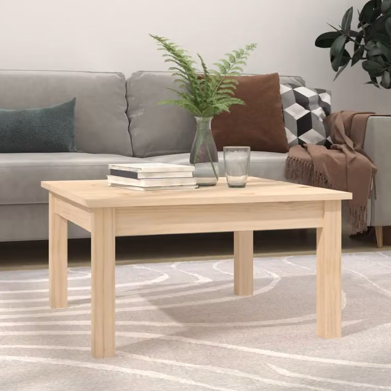 vidaXL Tavolino da Salotto Quadrato in Legno di Pino Naturale L/P/H: 55 x 55 x 30 cm