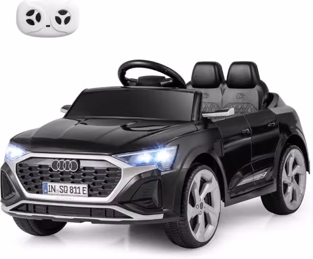 Auto elettrica per bambini audi sq8 licenziata, Veicolo 12V con telecomando clacson luci LED musica e 3 velocit¨¤ Nero-Macchinine giocattoli