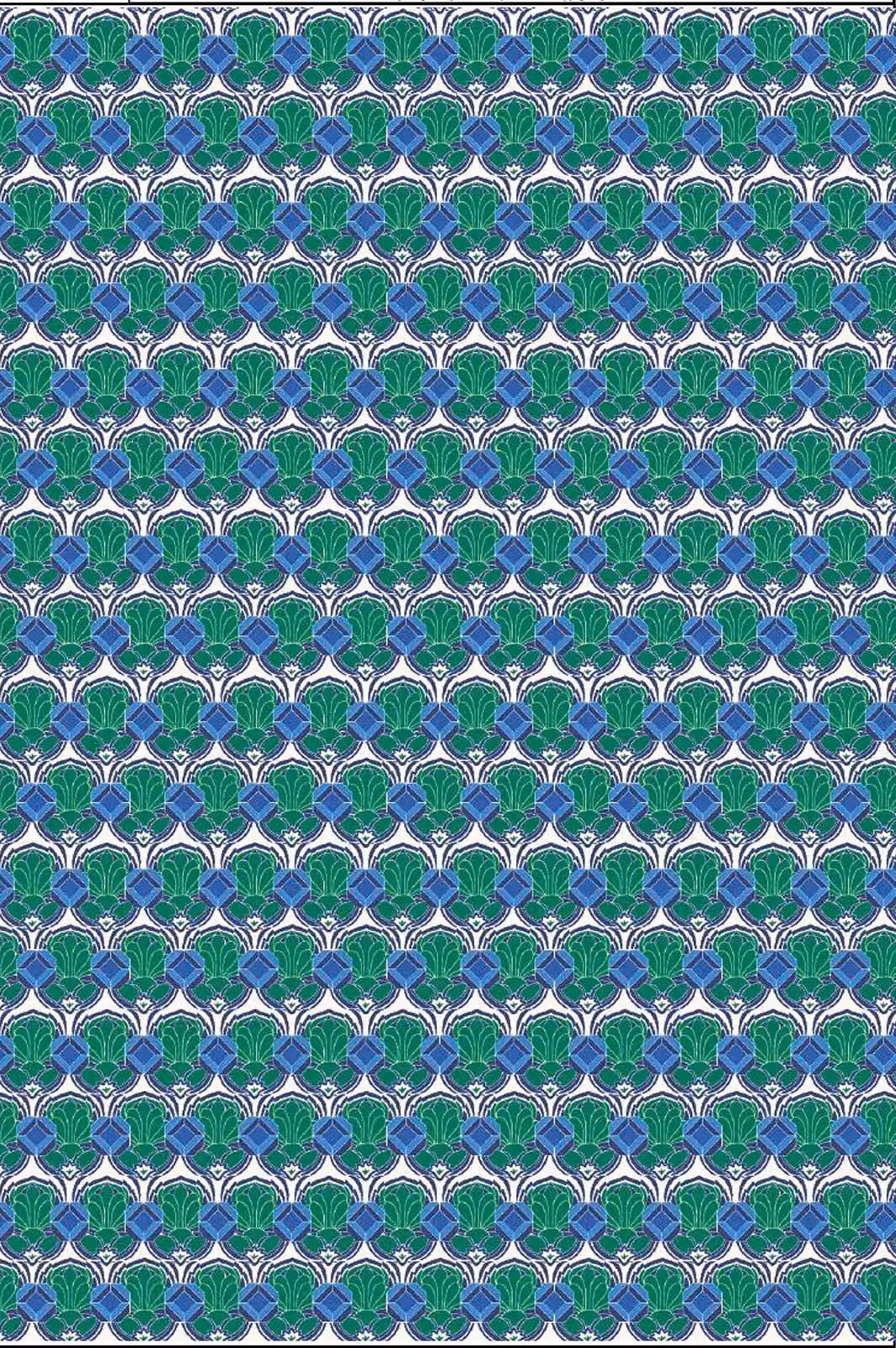 Carta, 20 fogli, formato 395x298 mm, blu e verde, motivo mosaico, per la tecnica del papier-mâché