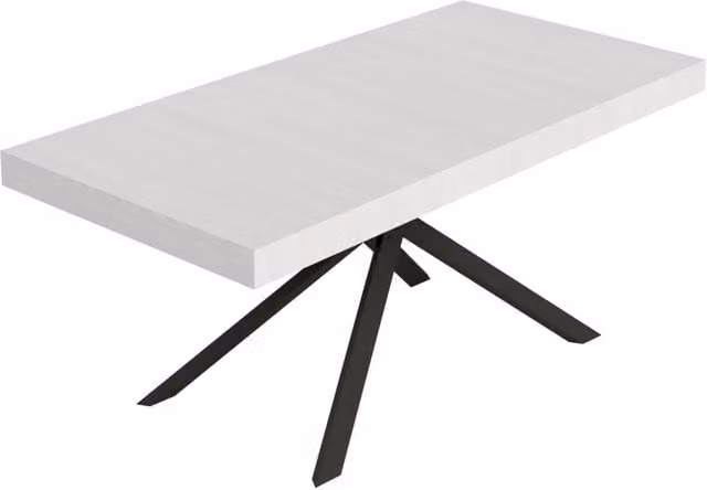 Tavolo Allungabile Moderno GIORDANOSHOP Bianco Frassino con Gambe Antracite L/P/H: 180-440 x 90 x 74 cm