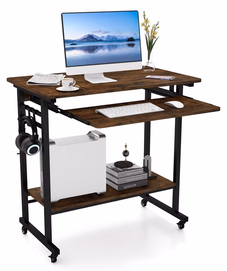 Solidchoice - Scrivania portatile con cassetto per tastiera e gancio, 80 x 50 cm