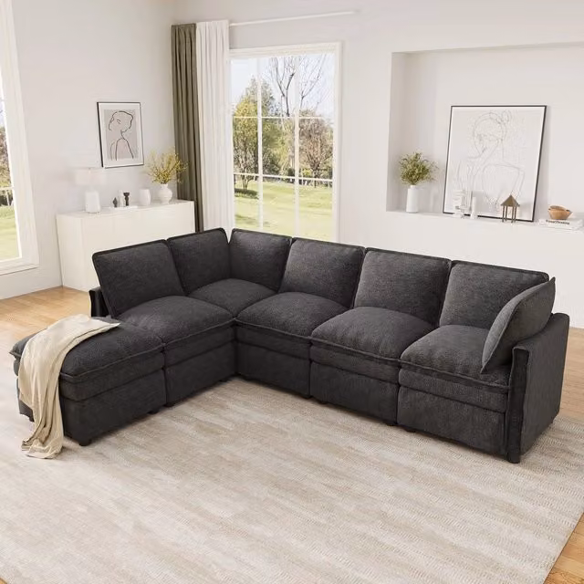 Divano letto estraibile ¨C Minimal ¨C grigio tessuto chenille
