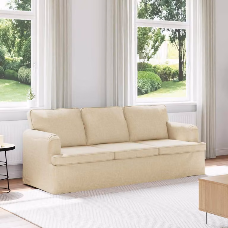 vidaXL Divano in Tessuto Beige con Struttura in Metallo e Rivestimenti Rimovibili L: 201 cm, P: 80 cm, H: 85 cm