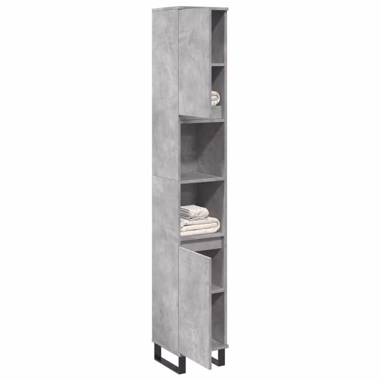 Armadietto da bagno sospeso vidaXL in stile industriale, colore grigio, con ripiani e ante, L/P/H: 30 x 30 x 190 cm