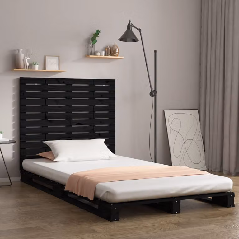 Testiera da parete vidaXL in legno massello di pino nero, L 126 cm x P 3 cm x H 91,5 cm