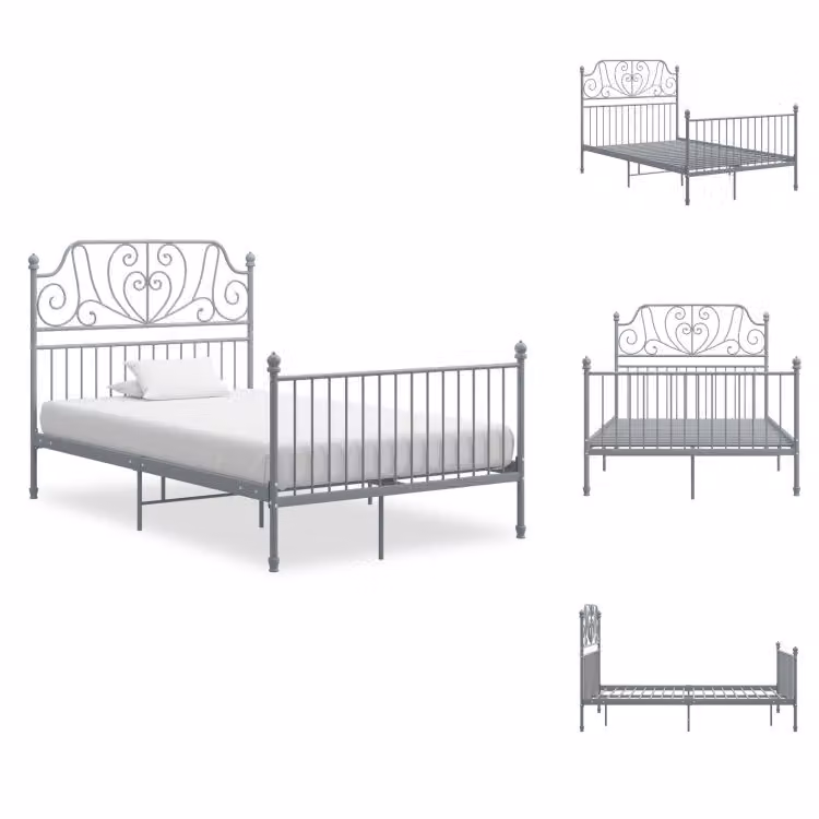 vidaXL Struttura letto in metallo grigio 120x200 cm - Letti e strutture letto