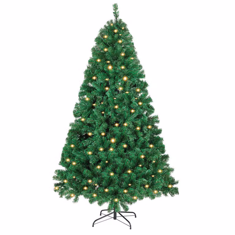 Jopassy 210cm albero di Natale artificiale con illuminazione Albero di Natale a LED per decorazioni natalizie, in PE e PVC, (Ø circa 128cm) con 1200 punte
