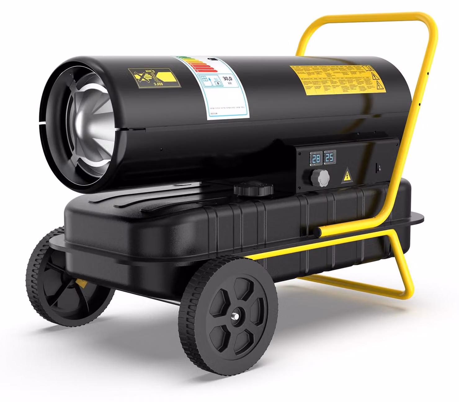 Stufa diesel industriale da 30 kW - Riscaldamento a cherosene - Portata da 320 a 420 m² - Colore nero - Adatta per garage e cantieri