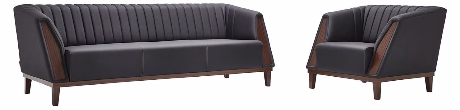 Moderner Set 3 Sitzer Sofas Leder Sessel 1-Sitzer Luxus Polster Büromöbel