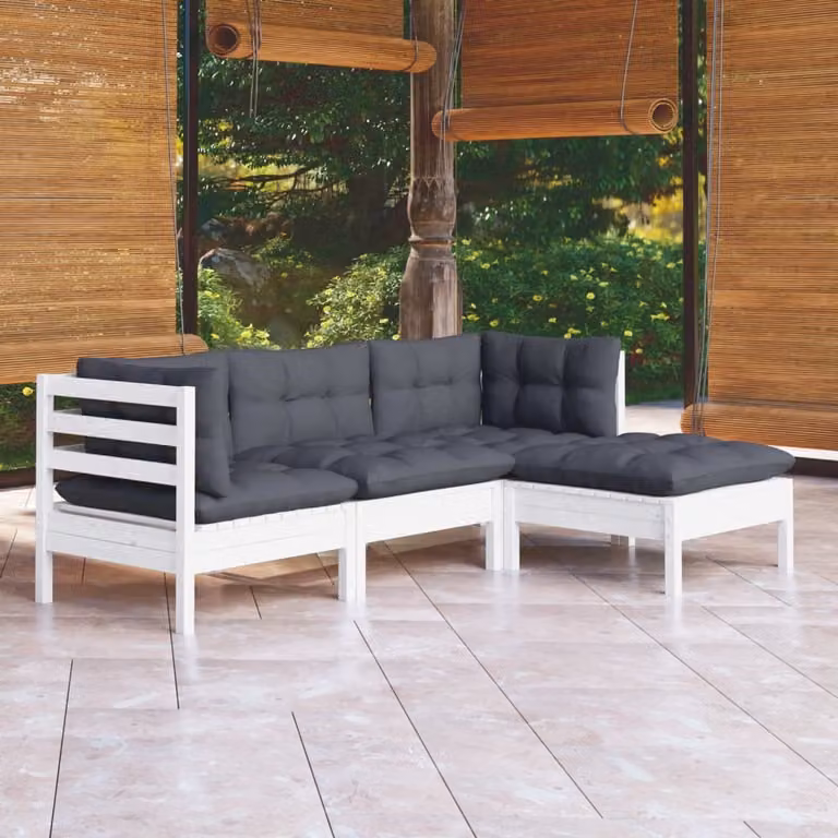 Maison Exclusive - Set Divani da Giardino 4 pz con Cuscini BiancLegno di Pino