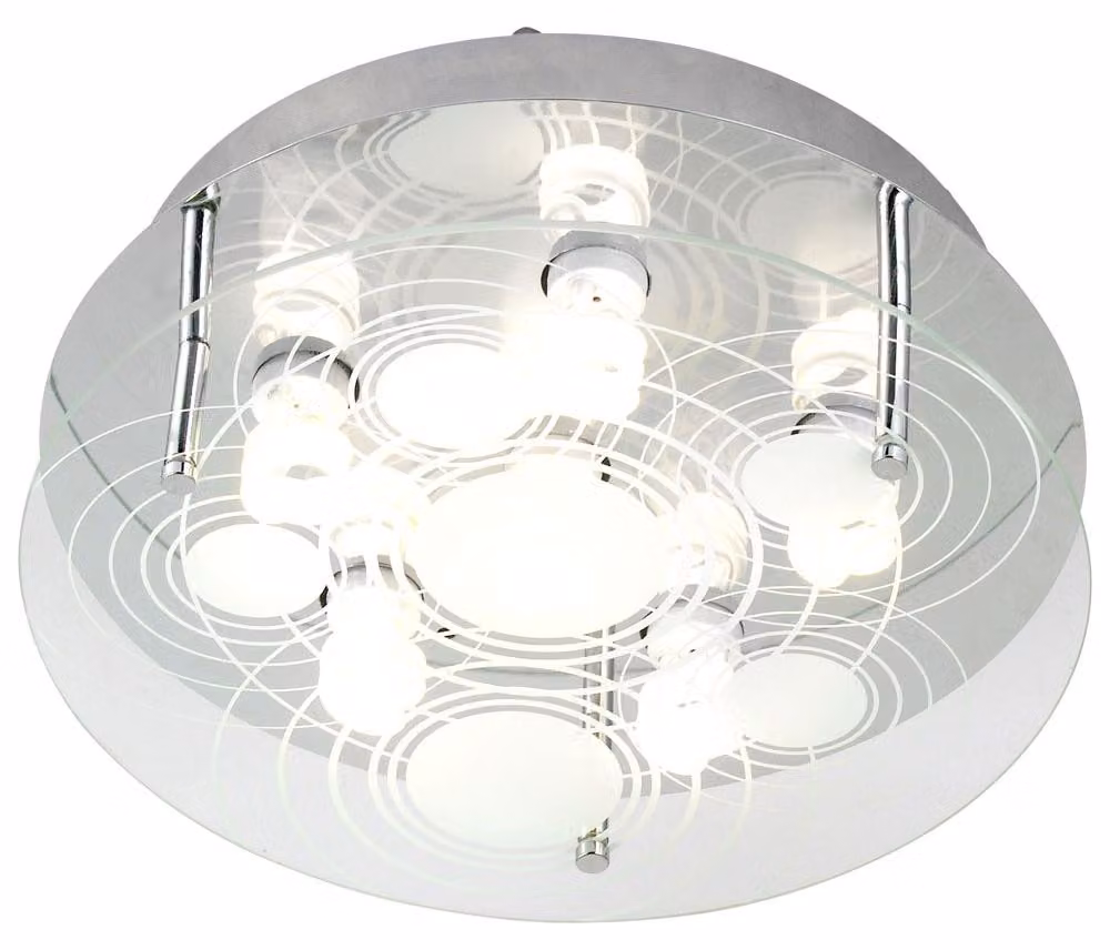 Plafoniera, 6 lampadine, vetro satinato, P 33 cm