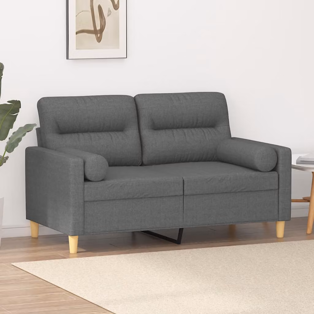 vidaXL Divano a 2 Posti Moderno in Tessuto Grigio con Cuscini e Coperture Rimovibili L: 138 cm, P: 80 cm, H: 77 cm