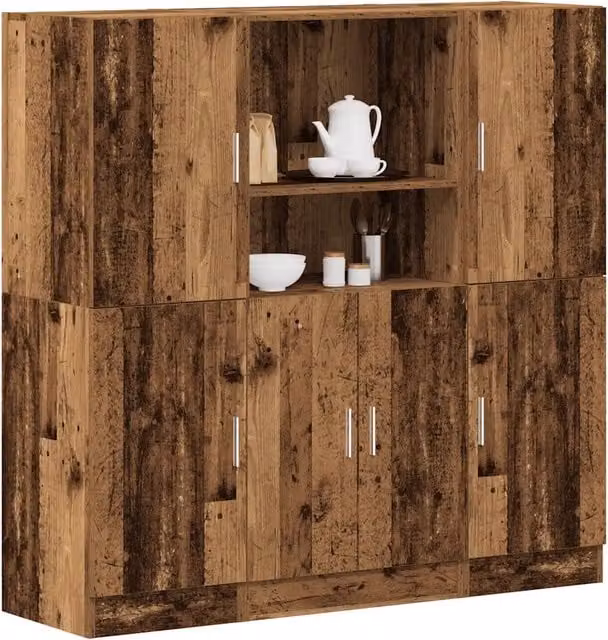 Set di Mobili da Cucina 3 pz-Armadietto Cucina Legno Antico in Truciolato