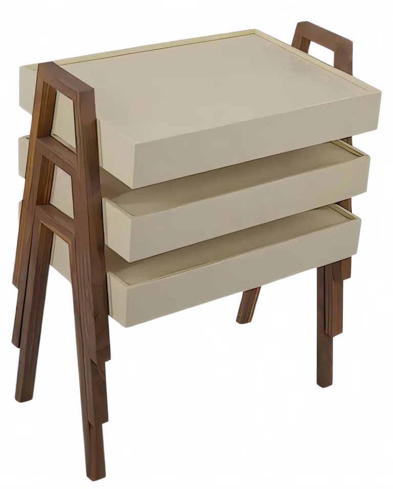 Couchtisch-Set aus Holz in Beige modern und stilvoll