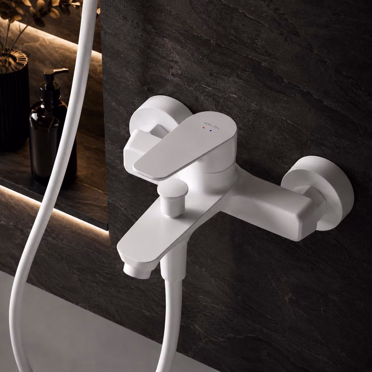 AM.PM Miscelatore per vasca da bagno Miscelatore bianco monocomando Miscelatore a parete Bagno Rubinetti per vasca in ottone