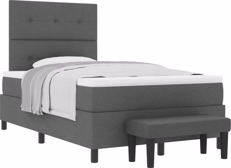 Letto boxspring con cuscini, grigio scuro, 120 x 200 cm, tessuto
