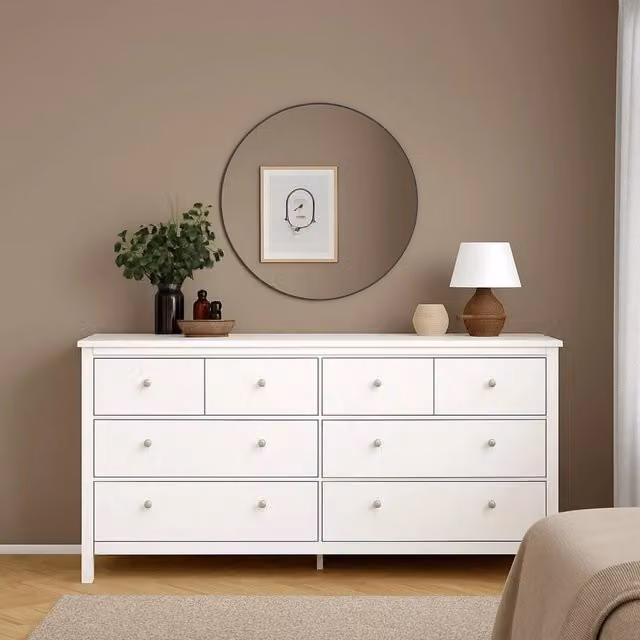 Credenza Kovsova DMORA, Madia moderna per soggiorno e cucina, Bianco, L: 160 cm, P: 38 cm, H: 80 cm – 1