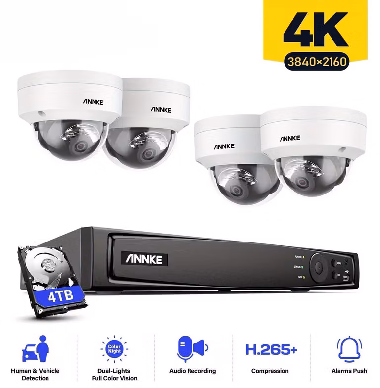 Kit di telecamere di sicurezza - Sistema di videosorveglianza - Sistema di monitoraggio - Videosorveglianza - 8MP 4K PoE, 4 canali