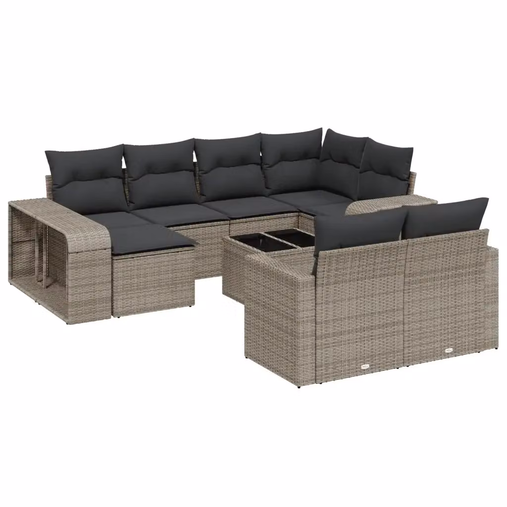vidaXL Set Divani da Giardino a L 11 pz con Cuscini Grigio – 2
