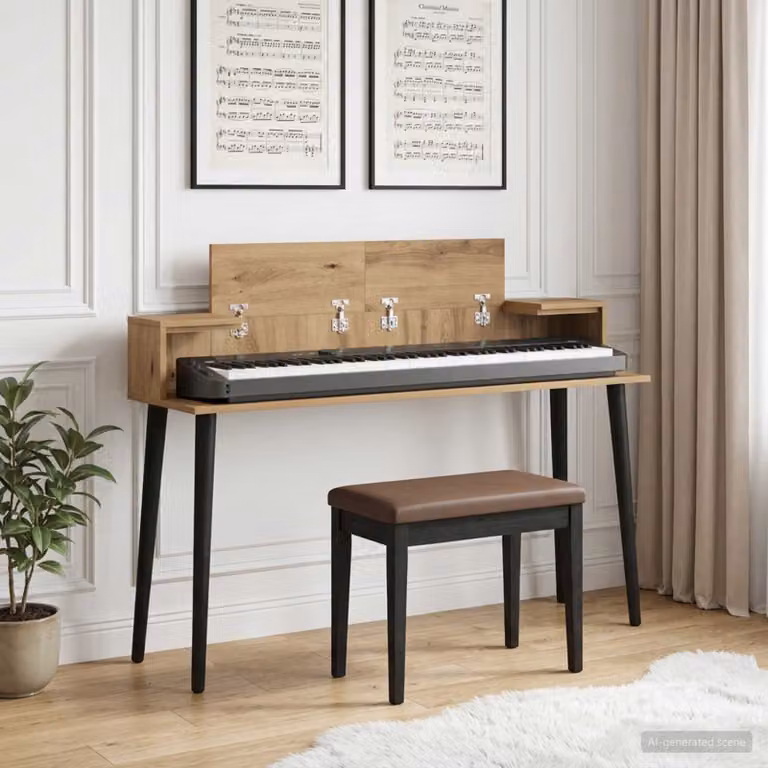 Scrivania da studio moderna vidaXL in rovere marrone L: 130 cm, P: 36 cm, H: 19,5 cm