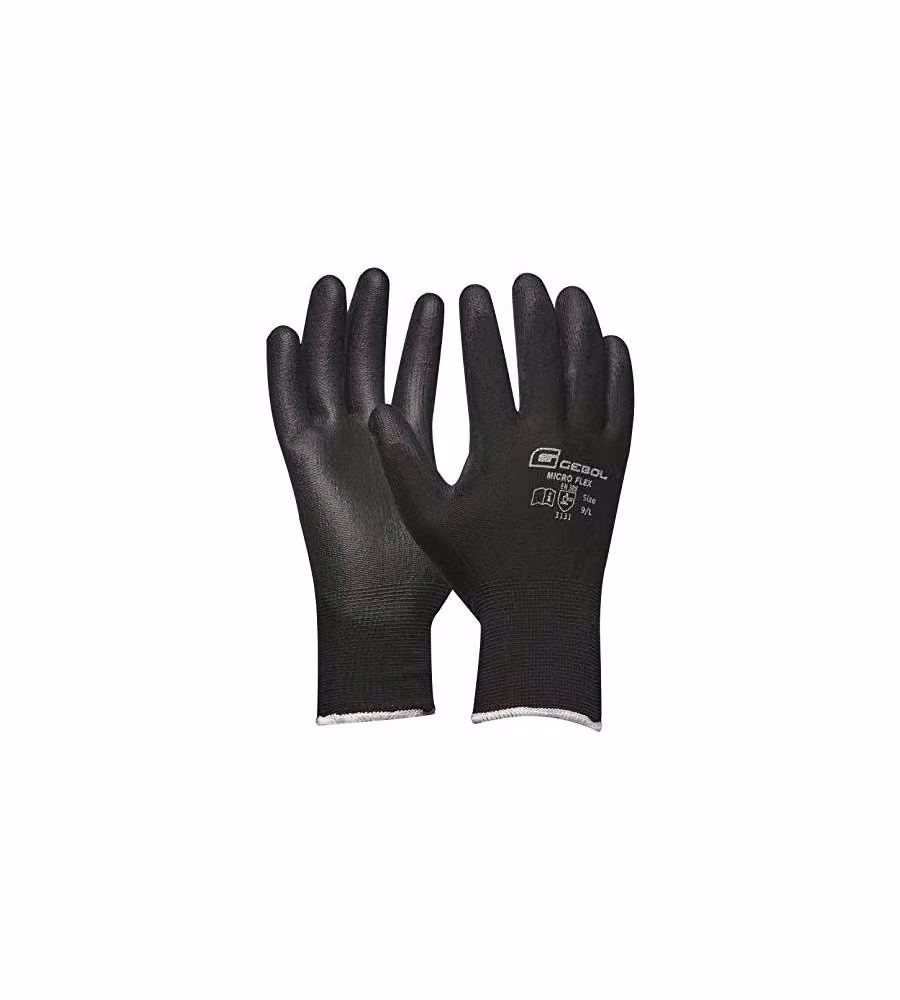 Guanti da Lavoro Gebol Micro Flex - Poliestere Nero - Taglia 9