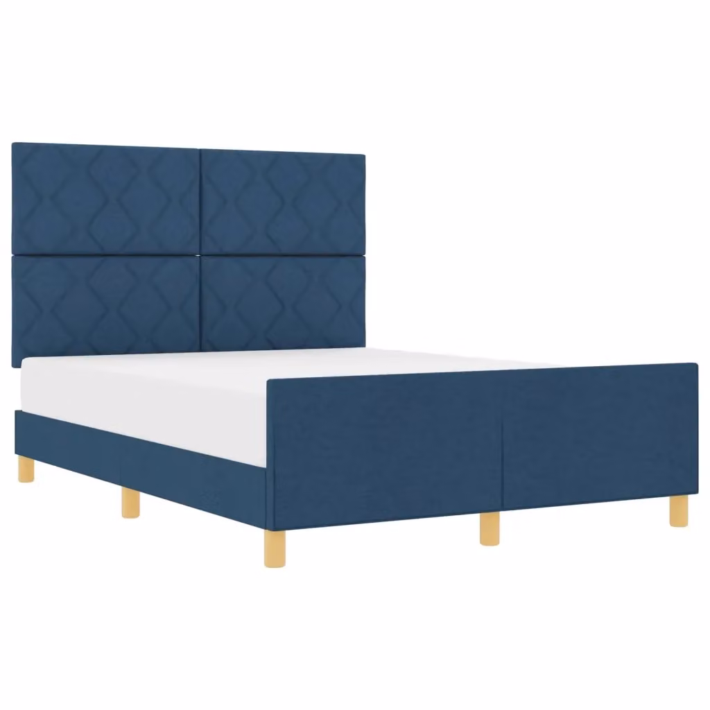 Letto moderno con testiera in tessuto blu vidaXL L 140 x P 200 cm – 2