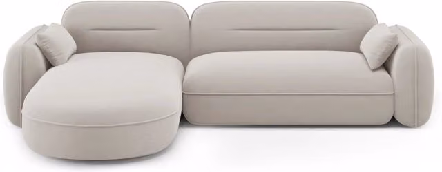 Divano angolare modulare Sydney Cosmopolitan Design a 4 posti in velluto beige chiaro L 275 cm x P 140 cm x H 70 cm con schienale sinistro