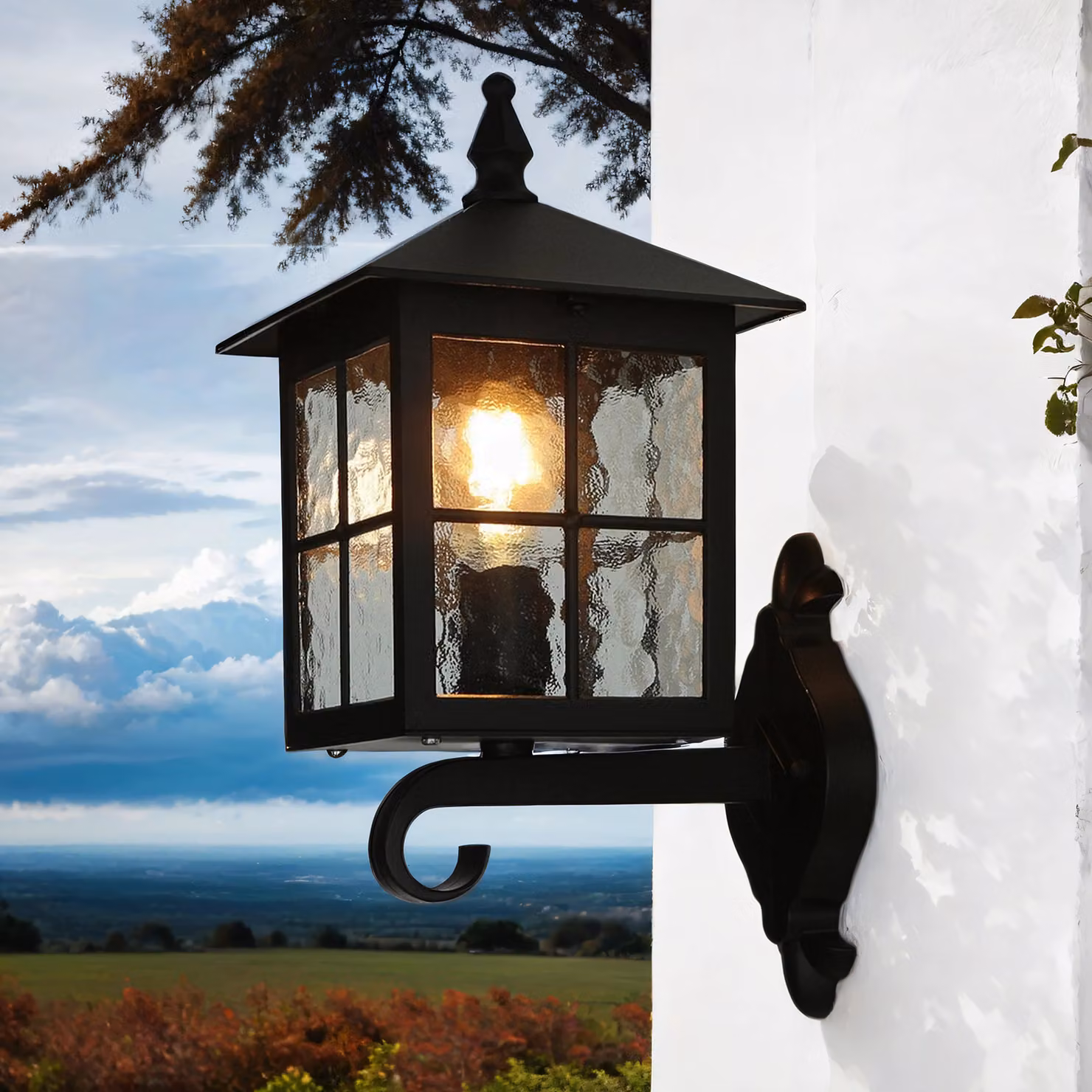 Lampada da esterno a parete IP43 nero rustico alluminio vetro H: 40 cm E27 applique luce esterna casa giardino