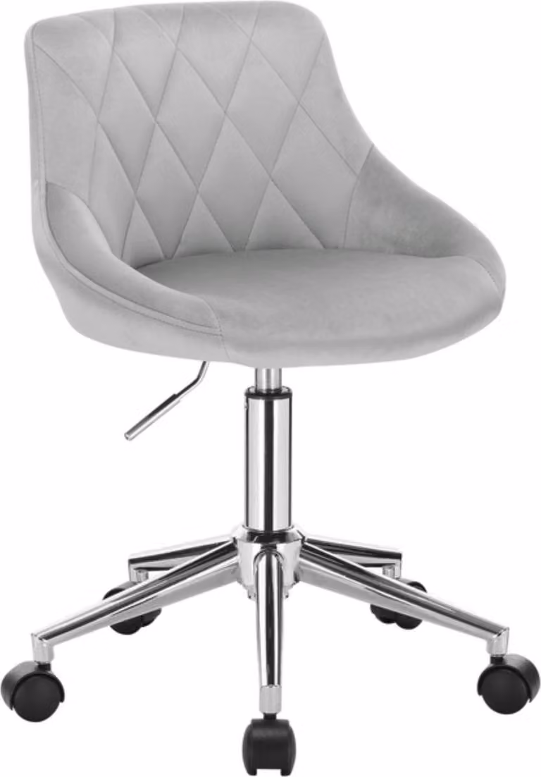 Happyment Deluxe - Grigio - Sedia ergonomica girevole - Con braccioli - Su rotelle - Velluto - Altezza regolabile