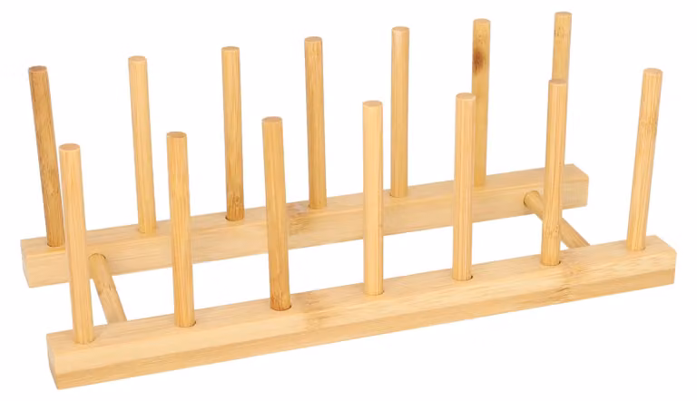 QUVIO Portacoperchi per pentole - Bambù - Per 6 coperchi - Portacoperchi - Accessori per pentole - Ripiano - 12,5 x 29 x 10,5 cm