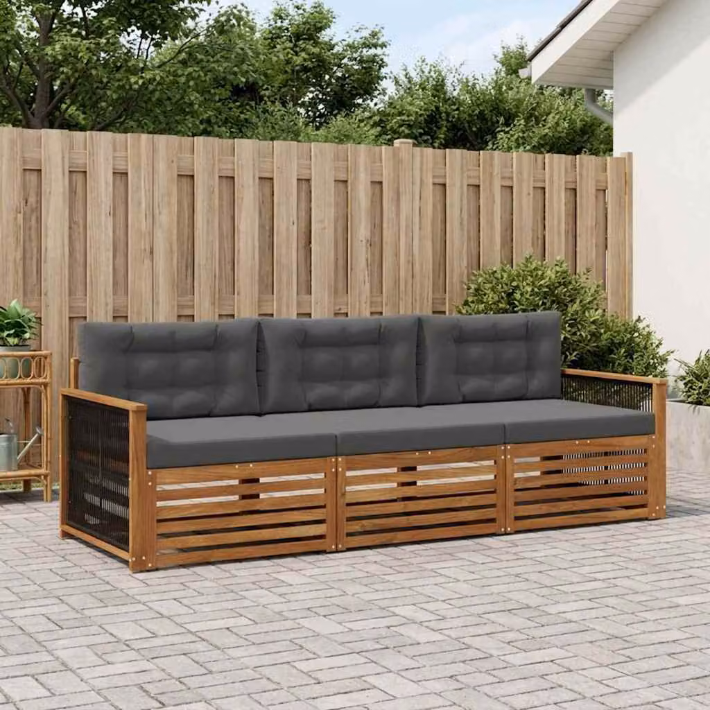 Set di divani da esterno vidaXL in legno di acacia con cuscini, beige e antracite