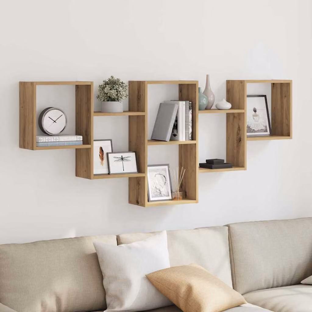 Scaffale a Parete Moderno vidaXL in MDF Colore Marrone L: 159 cm, P: 18 cm, H: 66 cm