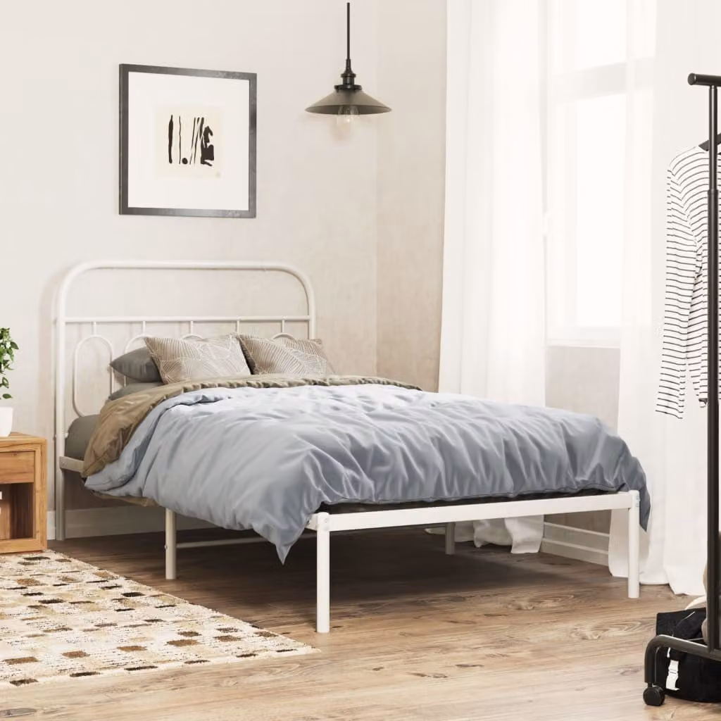 vidaXL Giroletto con Testiera in Metallo Bianco L/P: 100 x 200 cm