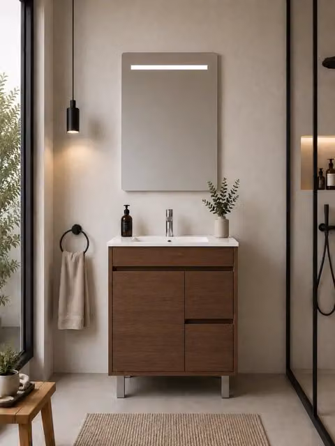Mobile bagno con lavabo ORIGENBATH ISQUIA senza specchio 60x45 cm frassino tea
