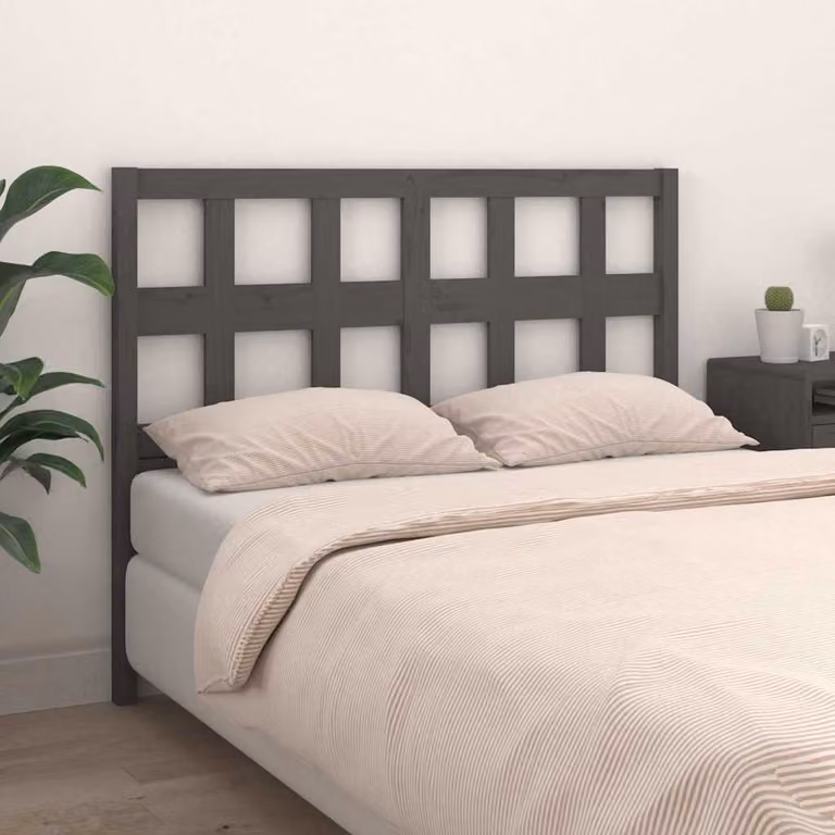 Testiera per letto vidaXL in legno massello di pino, colore grigio, L: 205,5 cm, P: 4 cm, H: 100 cm