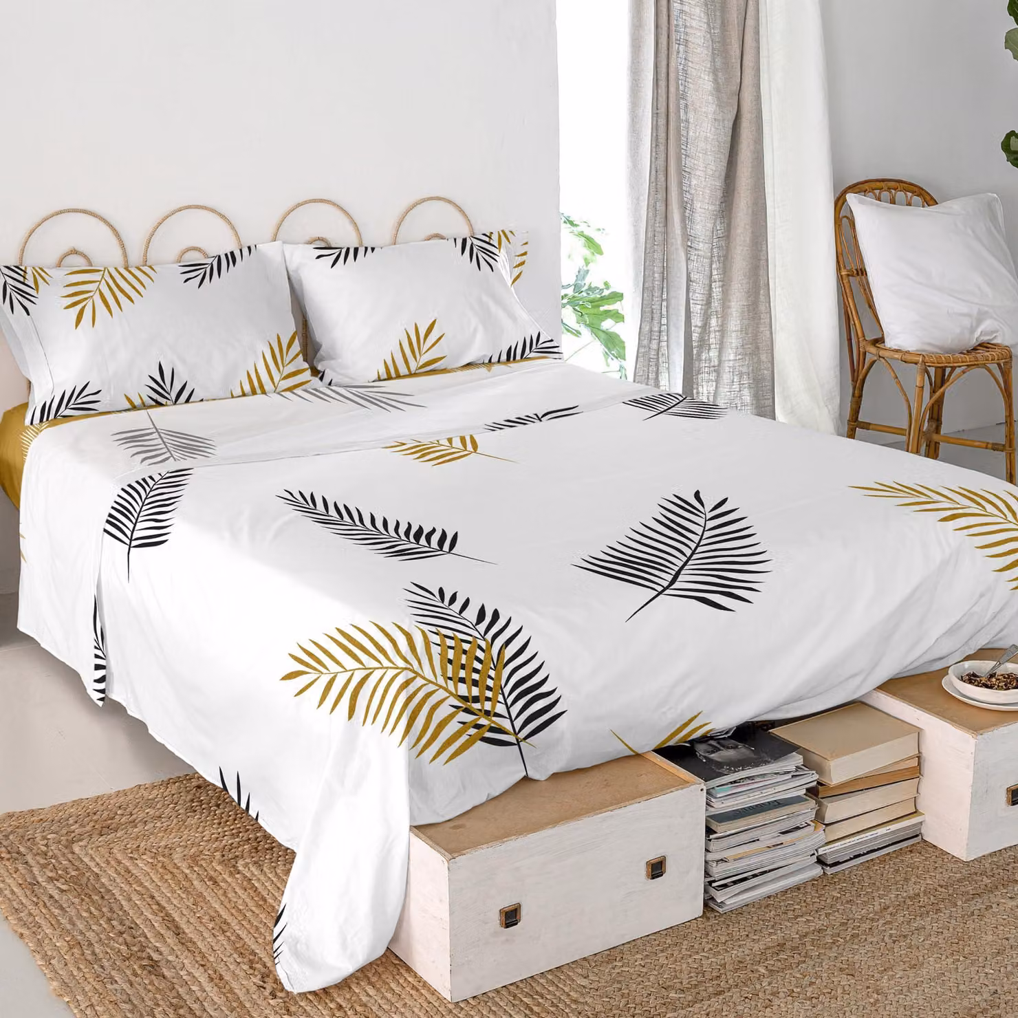 Copripiumino "Foliage Sabana" di 210x270 cm, adatto per letti di 135/140 cm