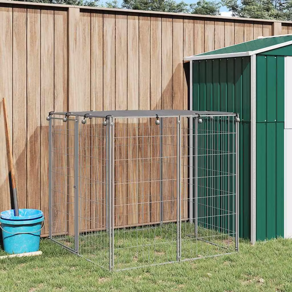 Cuccia per cani vidaXL in metallo resistente alle intemperie, colore argento/grigio, L/P/H: 110 x 110 x 110 cm