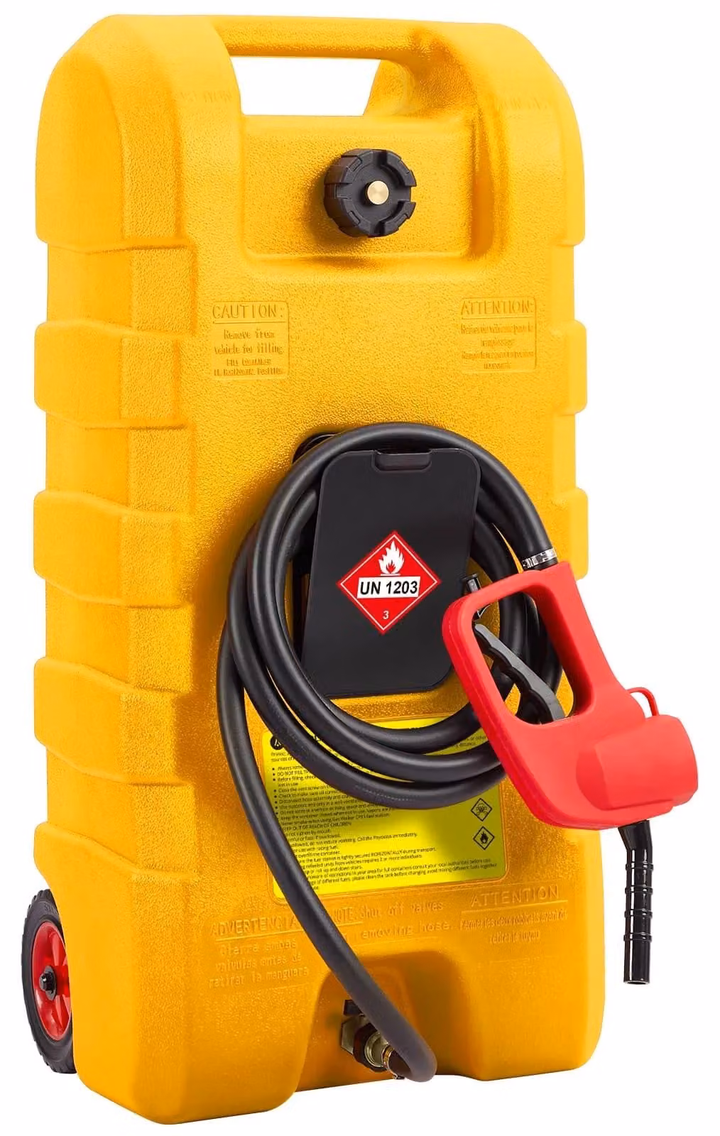 Contenitori per carburante, costruzione robusta, pompa sifone manuale, GIALLO