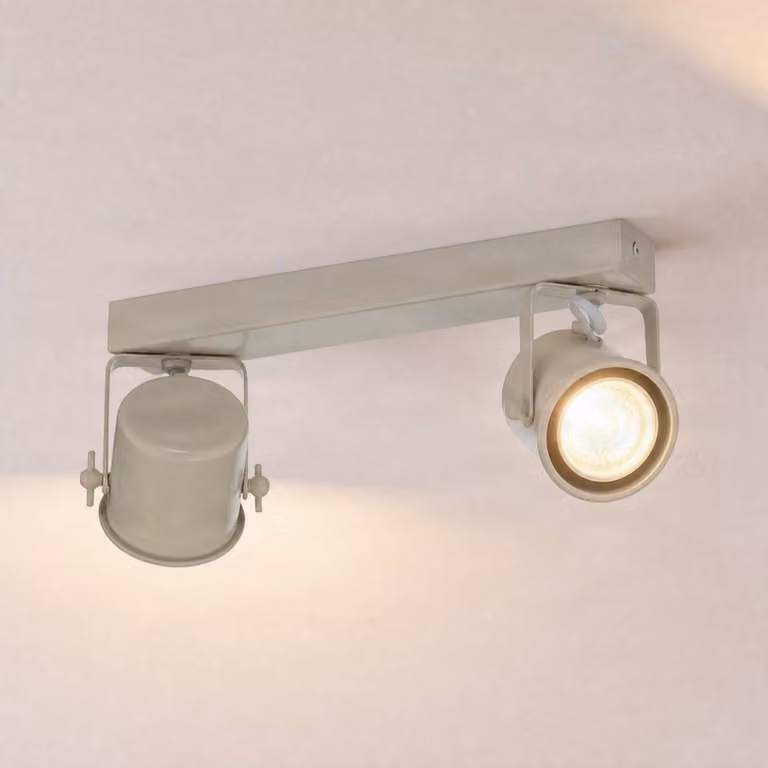 Faretto da soffitto Canico, a due luci, color crema Canico Argon, dimmerabile, Crema / Ambra, Soggiorno / Sala da pranzo, Metallo, Moderno, Faretto alogeno