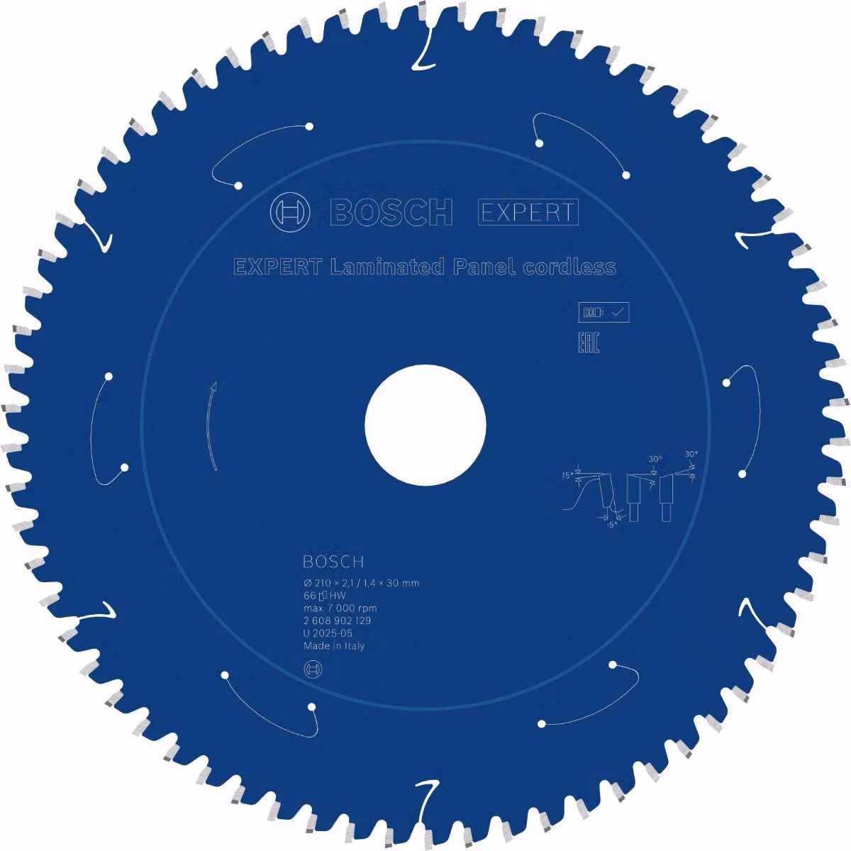 Lama circolare Bosch EXPERT per pannelli laminati, 210x2,1x30 mm, Z66