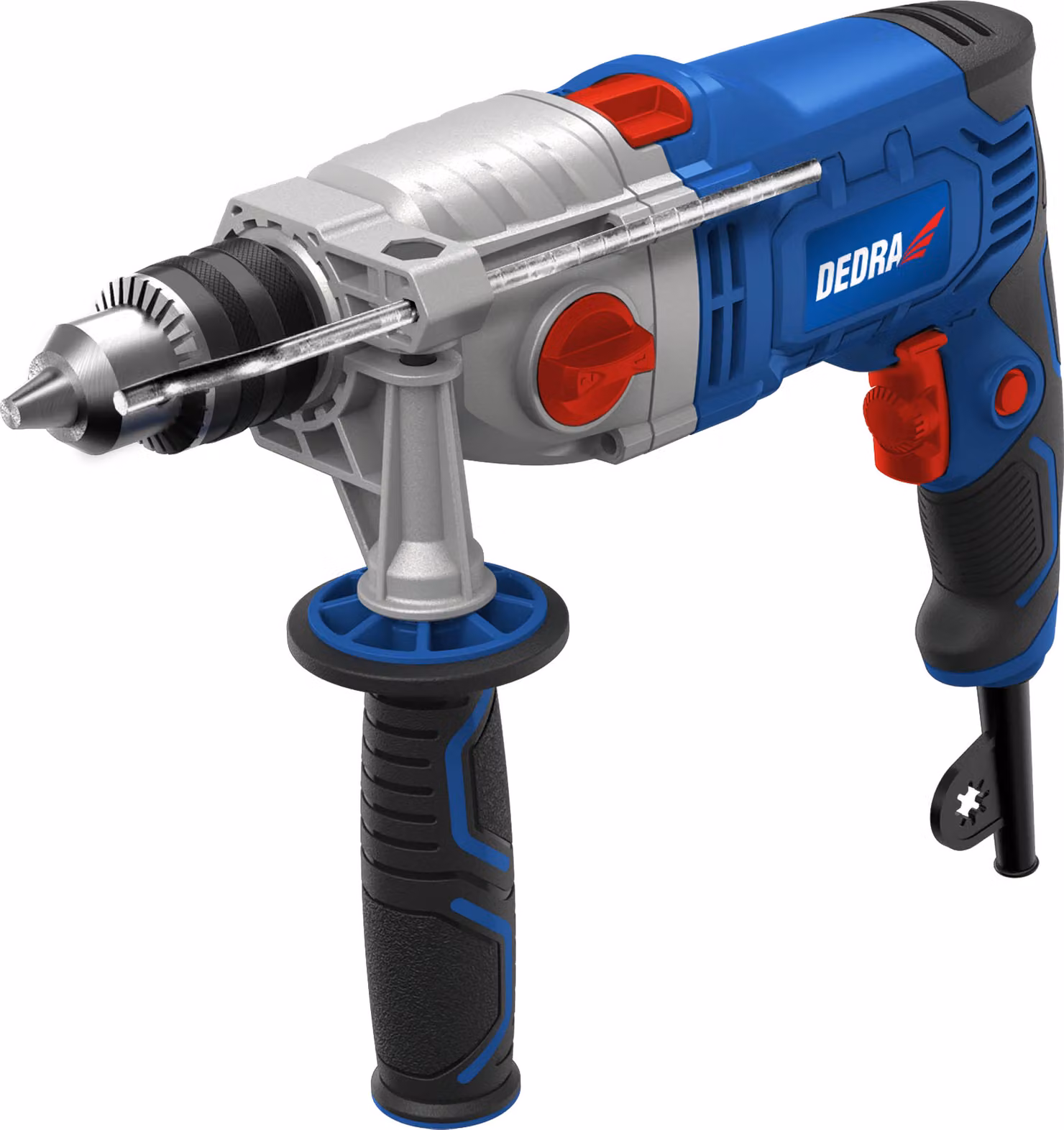 Dedra Ded7961 Trapano A Percussione 1100W, Due Velocità, 0-1200, 0-3200 Giri/Min, Mandrino Da 13 Mm, Corpo In Alluminio